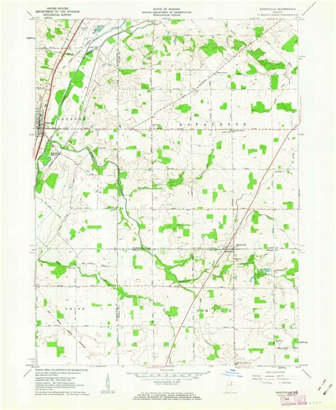 Classic USGS Zanesville Indiana 7.5'x7.5' Topo Map – MyTopo Map Store