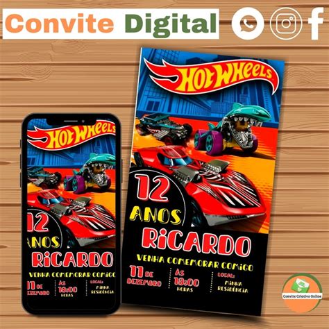 Convite Digital Hot Wheels Elo Produtos Especiais