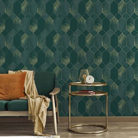 Miami Tropical Geo By Albany Emerald Gold Wallpaper Wallpaper