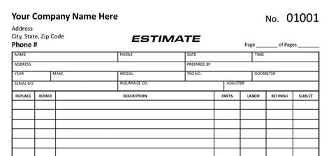 Custom Auto Body Estimate TMG027 CompuPrint USA