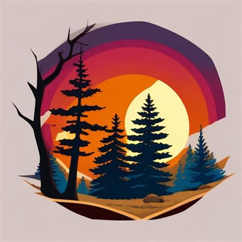 Atardecer En El Bosque Ilustraci N Vectorial De Un Dise O Plano Foto