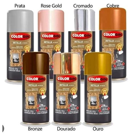 Spray Metalico Ml Tinta Metallik Colorgin Dourado Prata Rose Gold