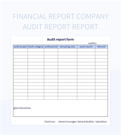 Free Audit Reports Templates For Google Sheets And Microsoft Excel