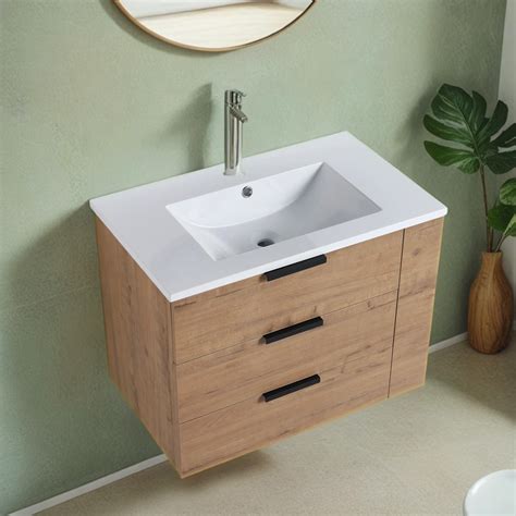 Union Rustic Meuble lavabo simple 30 03 po avec plateau en résine