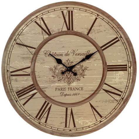 Horloge murale en bois style Rétro D 45 cm Décor Château de