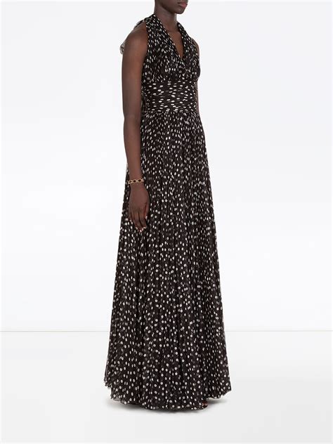 Dolce Gabbana Polka Dot Print Chiffon Maxi Dress Black FARFETCH UK