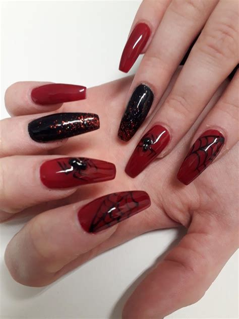 Almond Nails Red Almond Acrylic Nails Black Nails Red Nails Red