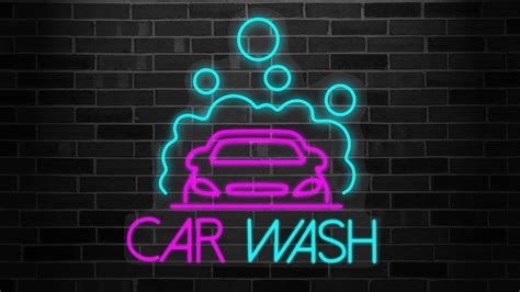 Car Wash Neon Sign Neon Sign Custom Car Wash Logo Car Etsy