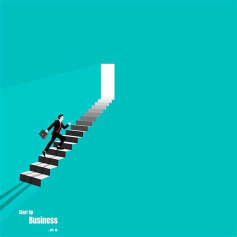 Premium Vector Businessman Walking On Staircase Up To The Door