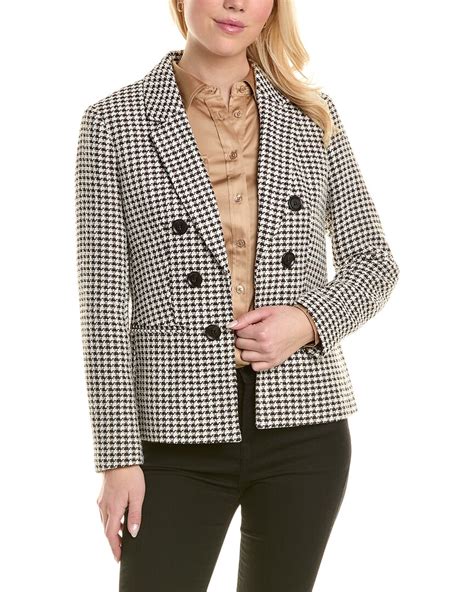 Jones New York Womens Tweed Faux Double Breasted Blazer In Brown Modesens