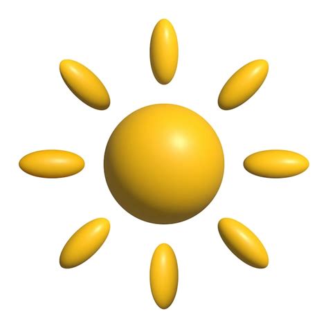 3d Sol Amarelo Com Raios Estilo Minimalista Dos Desenhos Animados