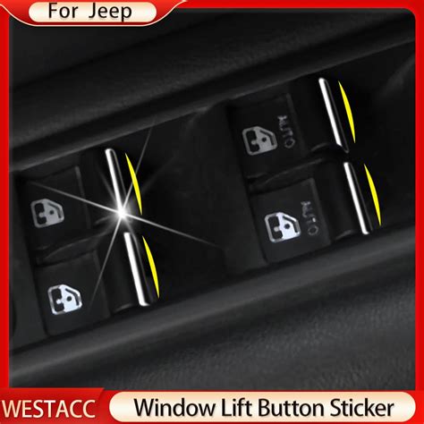 Buy Pcs Abs Car Window Lift Switch Button Sequin Trim Sticker For Jeep