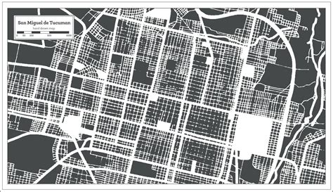 San Miguel De Tucuman Argentina City Map In Black And White Color In