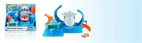 Hot Wheels GJL12 Robo Hai Angriff Spielset Mit 1 Hot Wheels Fahrzeug Mit Farbwechsel Effekt