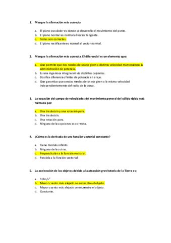 Tipo Test Corregido Mecanismos Pdf