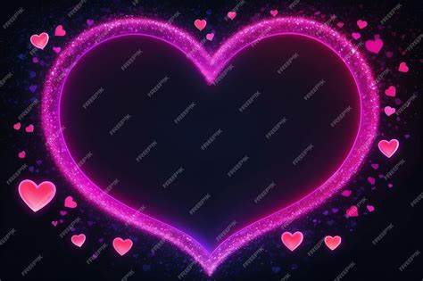 Premium Photo The Heart Shapes On Abstract Light Neon Glitter