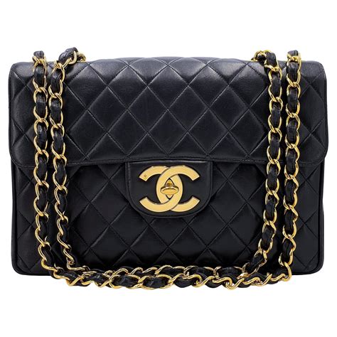 Chanel 1994 Vintage Black Jumbo Classic Flap Bag 24k Ghw Lambskin 67053