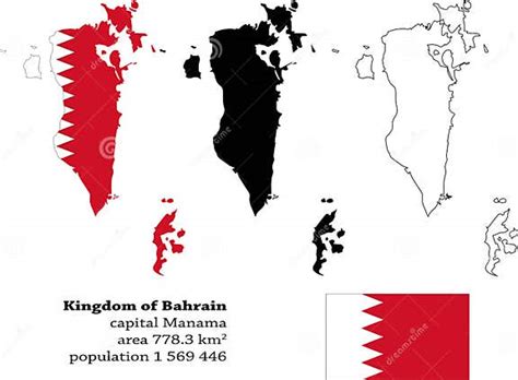 Bahrain Vector Map Flag Borders Mask Capital Area And Population