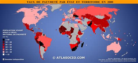 Carte du monde taux de pauvreté par État Atlasocio