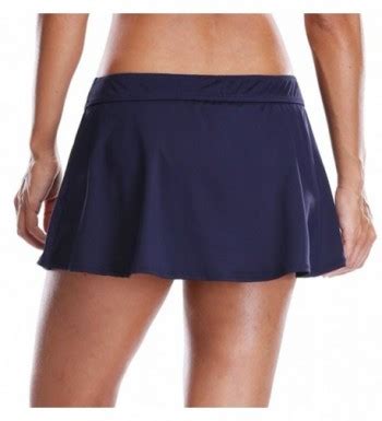 Women S Ruffle Skirted Bikini Bottom Solid Swimdress Skort Navy Basic CS12LIQ87CJ
