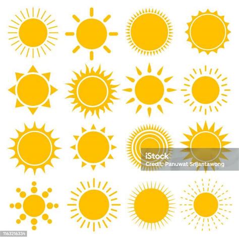 Vector Set Of Sun Icons Stock Illustration Download Image Now Sun