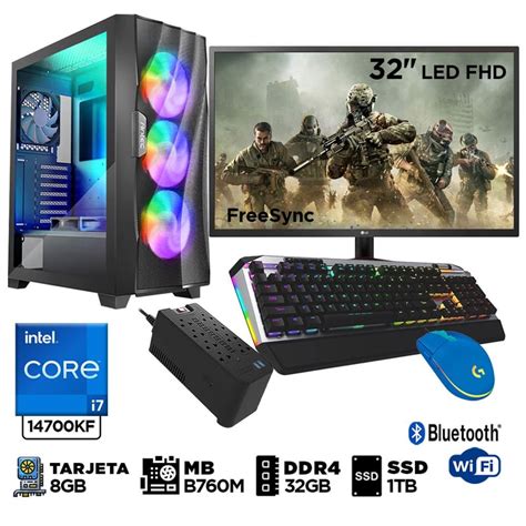 Computadora Pc Gamer Core I7 14700KF 32GB 1TB RTX 3050 8GB MONITOR 32