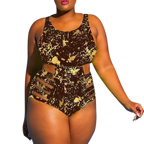 Snowsong Plus Size Swimsuit For Women Hot Women S Large Size High Waist Hollowed Out Plate