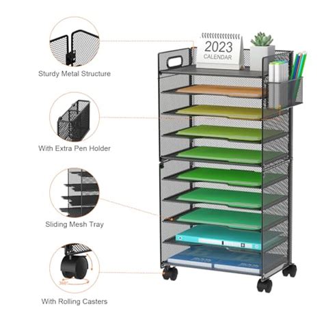 Snapklik Samstar 10 Tier File Organizer Beside Desk Rolling File