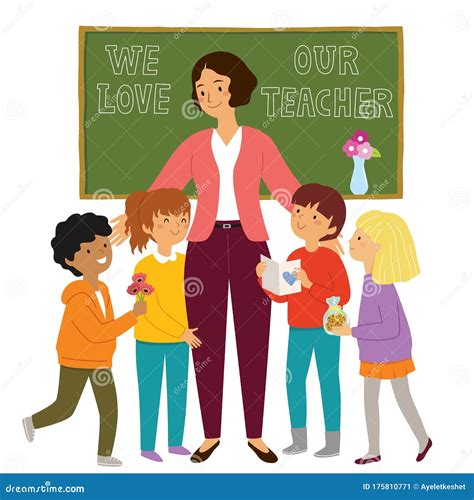 I Love My Teacher Cartoon Vector | CartoonDealer.com #107099399