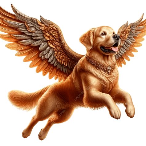 Golden Angel Dog Watching Over You, Golden Retriever With Angel Wings, Flying Golden Retriever