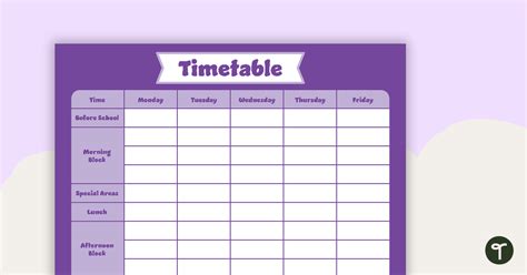 Plain Purple Timetable Planner Teach Starter