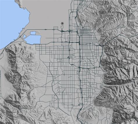 A Map Of The Wasatch Front Topographical Features And Road Networks Are