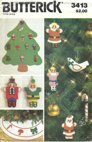 Butterick Retro Christmas Ornaments Tree Skirt Wall Hanging Uc