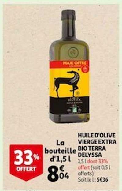 Offre Huile D Olive Vierge Extra Bio Terra Delyssa Chez Auchan