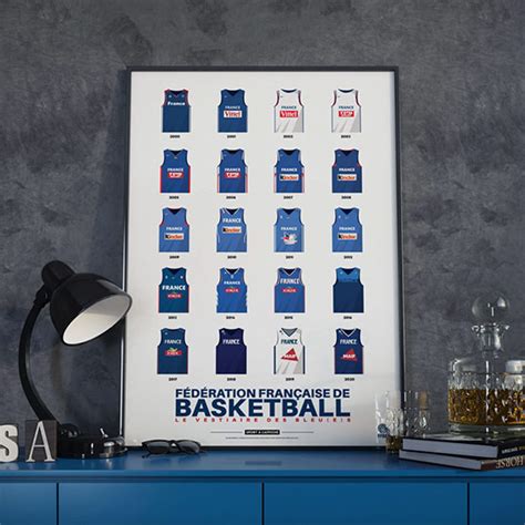 Affiche Maillots historiques Équipe de France de Basket Sacrés Français