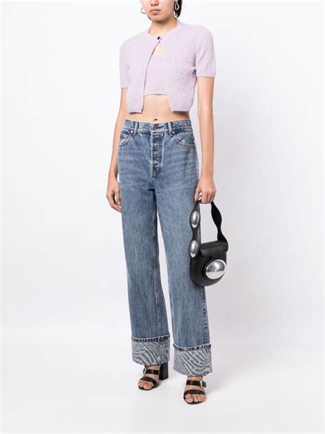 Alexander Wang Logo Print Wide Leg Jeans Farfetch