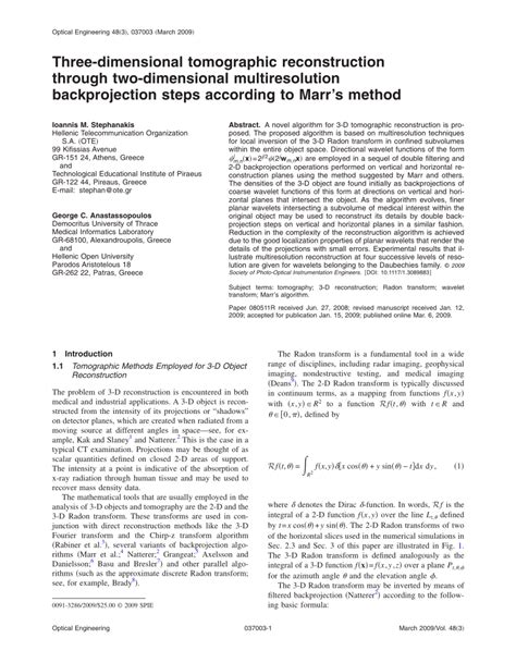 (PDF) Three-dimensional tomographic reconstruction through two ... 