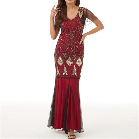 Mardi Gras Fall Carnival Sequin Dresses For Women Red Womens Vintage Gown Dress Banquet Light