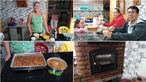 NO FORNO A LENHA MINHA ESPOSA PREPAROU UMA TORTA E UM BOLO PRO LANCHE