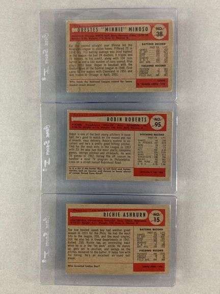 1954 Bowman Minnie Minoso Robin Roberts And Richie Ashburn Cards