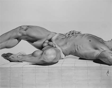 Rule 34 Black And White Brad Welch Art Flaccid Flaccid Penis Male Male Only Muscles Muscular