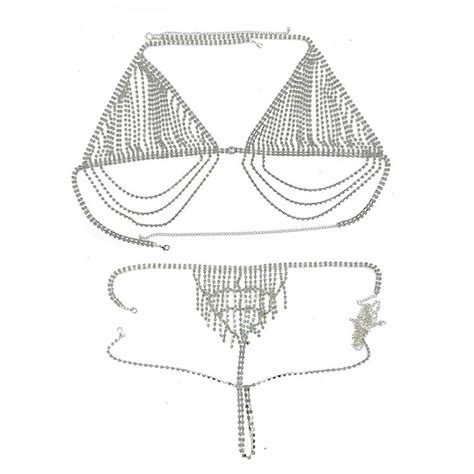 Shining Rhinestone Chest Chain Women Beach Bikini Sexy Bra Chain Fashion Jewelry Body Chain