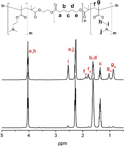 1 H Nmr Spectra Of The Two Triblocks Pdmaema B Pcl Bpdmaema Aba Top