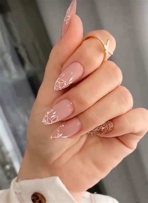 Nude Gold Pink Holiday Glam Nails Stylish Nails Gel Nails Nail Designs
