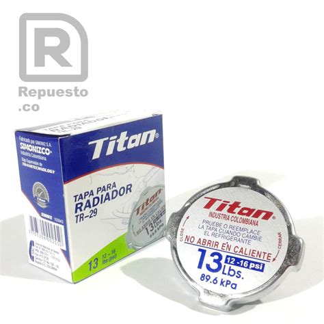 Tapa De Radiador Grande 13 Libras 0 9 Bares Marca Titan