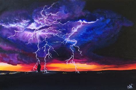 Night Lightning Painting By Mandy Joy