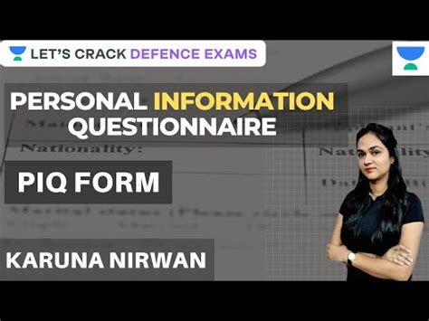 Personal Information Questionnaire Piq Video Lecture Preparation