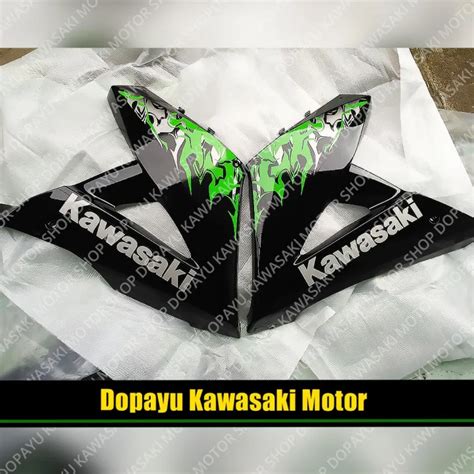 Fairing Bawah Ninja Rr New Batik Hitam List Hijau Striping Kanan