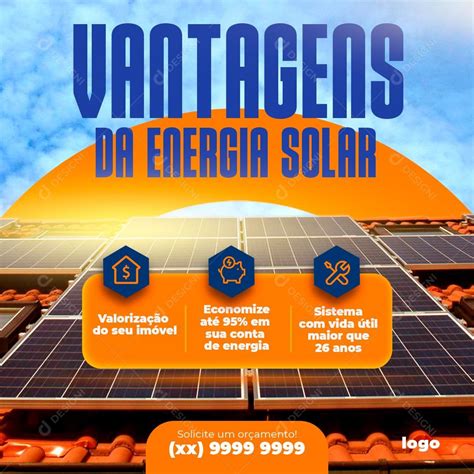 Social Media Vantagens Da Energia Solar Economizar Até 95 Psd Editável