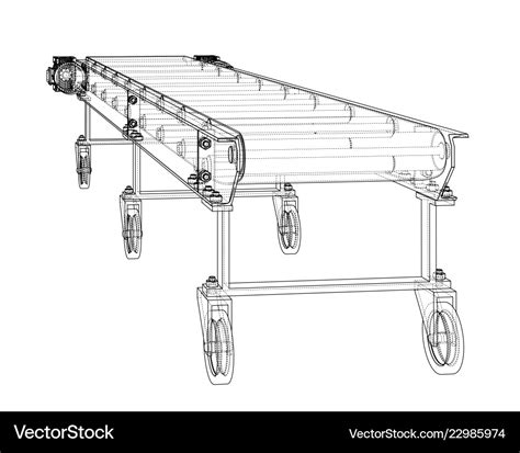 3d Outline Conveyor Belt Rendering Of Royalty Free Vector